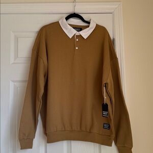 NWT Grizzly Men's Brown Sweater with White Collar